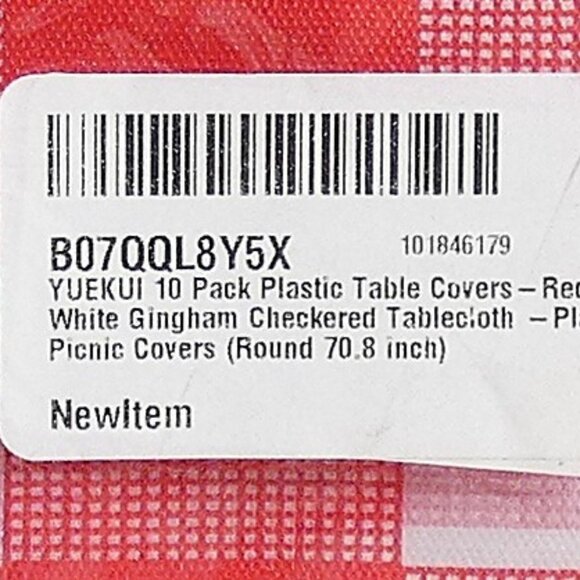 70.8" Round Tablecloth 10 Pack Thin Long & Thin Red White Checkerboard NWT - Picture 2 of 8